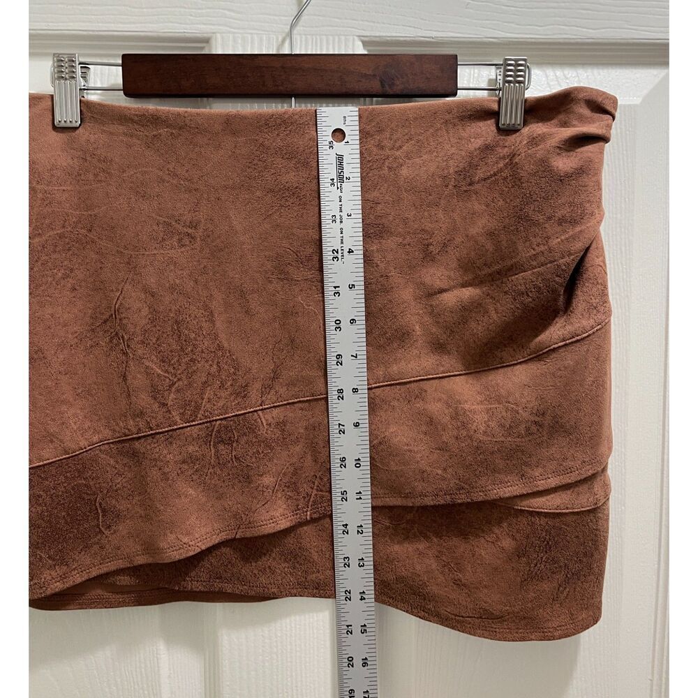 Free People Summer Love Vegan Suede Mini Skirt Size 12 Brown Cowgirl Retro - Picture 8 of 10